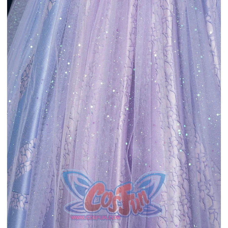 Witch Cosplay Costume, close-up of outer layer skirt, made of tulle with sequins, showing a sense of fantasy.