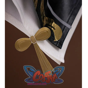 Wuthering Waves Buling Cosplay Costume has gold bow at  both cuffs.