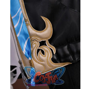 Wuthering Waves Buling Cosplay Costume has a golden cloud-like decoration on the hem.