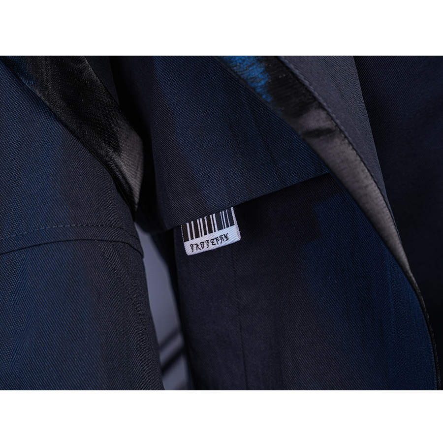 Wuthering Waves Chisaki Cosplay Costume, the jacket has white barcode printed decorations.