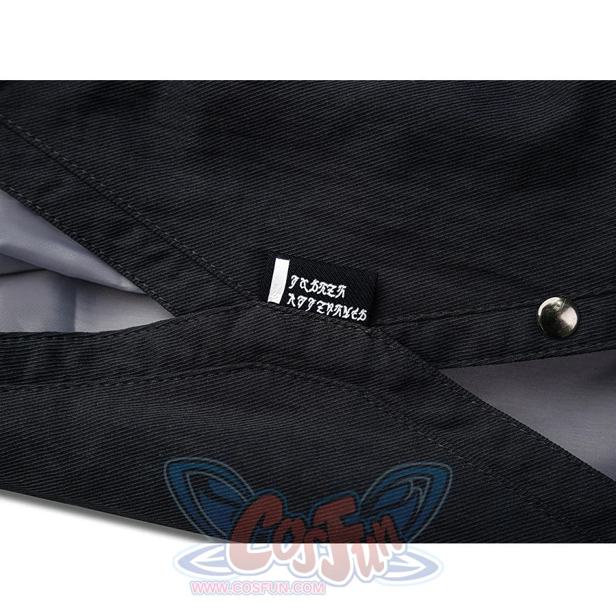 Wuthering Waves Chisaki Cosplay Costume, there is a white text on a black background decoration.