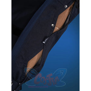 Wuthering Waves Chisaki Cosplay Costume, the sleeves have some metal buckle and barcode decoration.