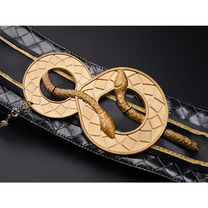 Wuthering Waves Gabrielle Cosplay Costume, Infinity-Shaped Gold Belt Buckle.