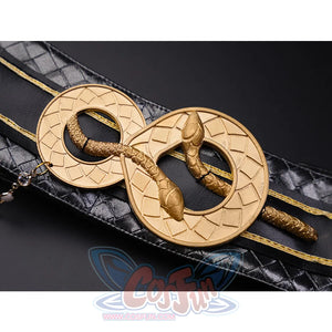 Wuthering Waves Gabrielle Cosplay Costume, Infinity-Shaped Gold Belt Buckle.