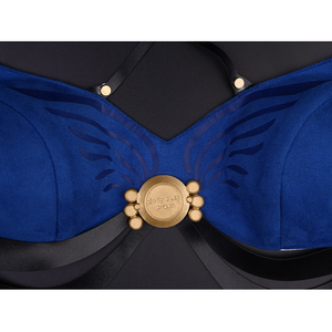 Wuthering Waves Gabrielle Cosplay Costume, the front is adorned with gold metal ornaments.