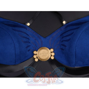 Wuthering Waves Gabrielle Cosplay Costume, the front is adorned with gold metal ornaments.