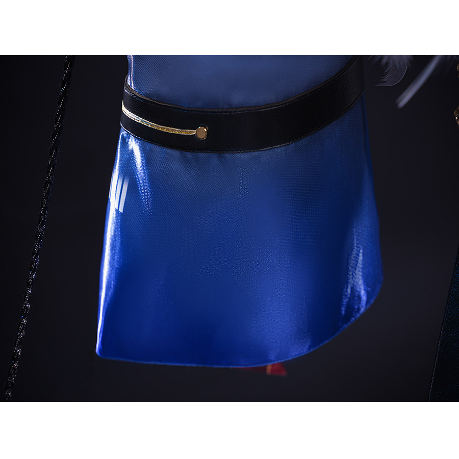 Wuthering Waves Gabrielle Cosplay Costume, deep blue cuff with black PU leather band.
