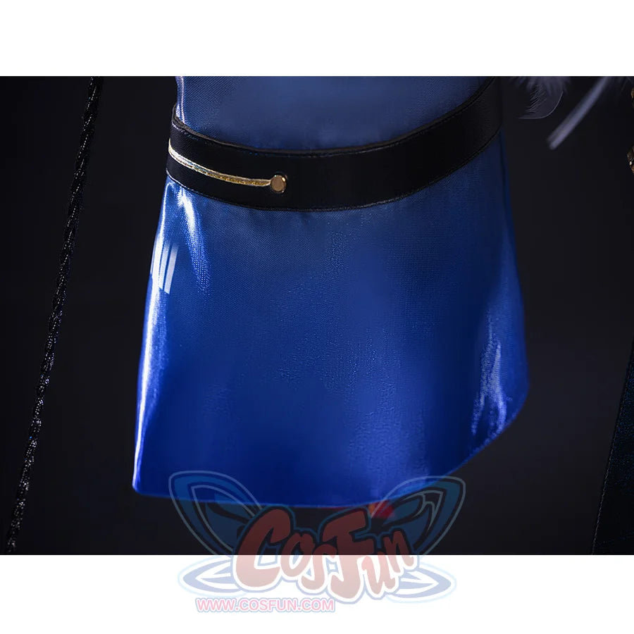 Wuthering Waves Gabrielle Cosplay Costume, deep blue cuff with black PU leather band.