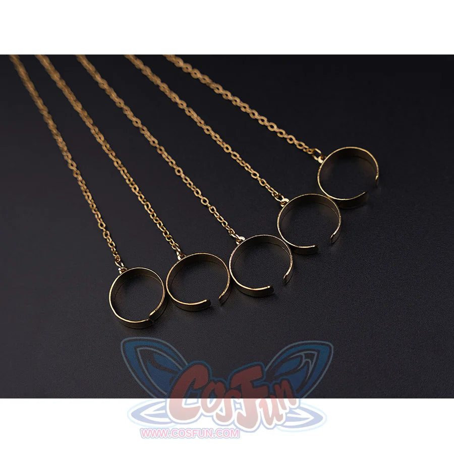 Wuthering Waves Gabrielle Cosplay Costume, gold metal finger chain.