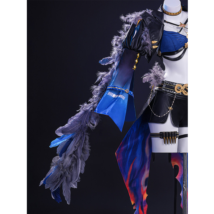 Wuthering Waves Gabrielle Cosplay Costume, Gradient from black to dark blue.