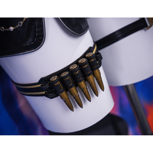 Wuthering Waves Gabrielle Cosplay Costume, thigh strap with bullet ornaments.