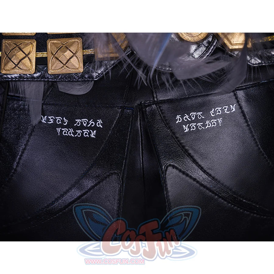 Wuthering Waves Gabrielle Cosplay Costume, the shorts have white printed lettering on the back.