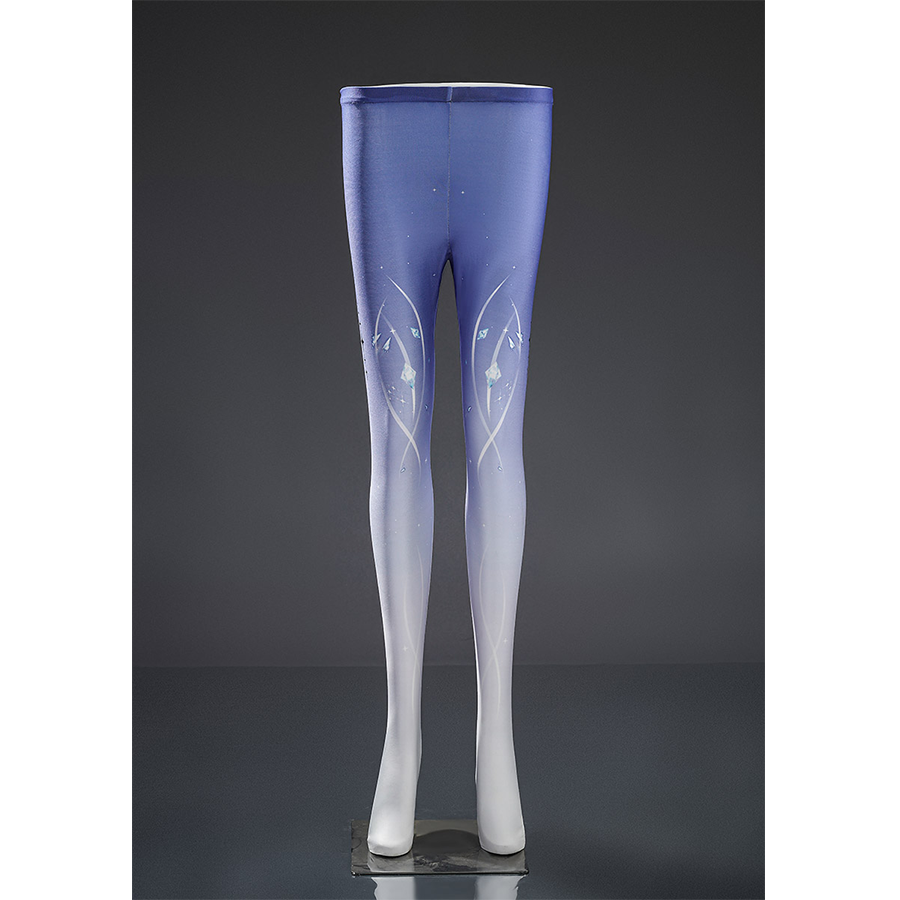 Mornye cosplay costume pantyhose featuring blue to white gradient with delicate pattern design