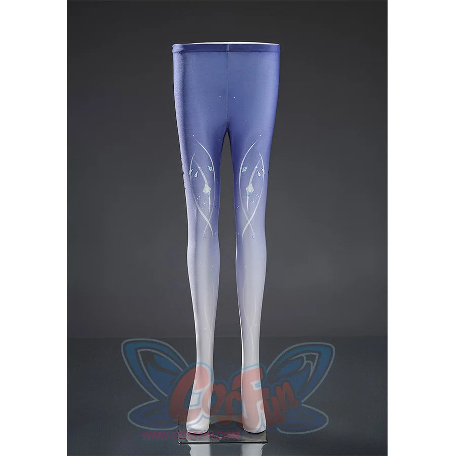 Mornye cosplay costume pantyhose featuring blue to white gradient with delicate pattern design