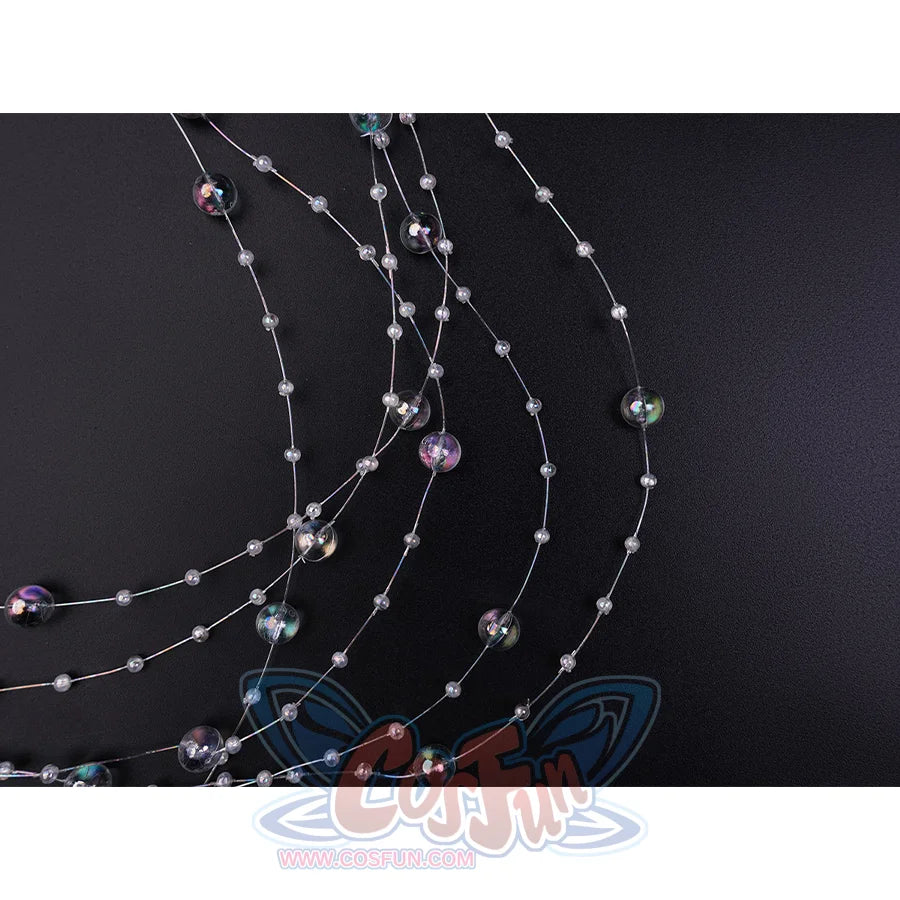 Phrolova cosplay costume beaded chain decoration with iridescent crystal accents close-up
