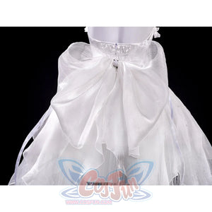 Phrolova cosplay costume white dress back with large bow detail and layered skirt