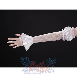 Phrolova cosplay costume white lace hand ornament with ruffled cuff and pearl details