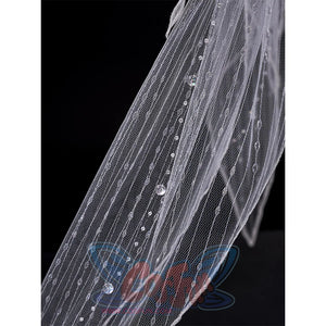 Phrolova cosplay costume black feather mesh layer with beaded embellishment close-up view