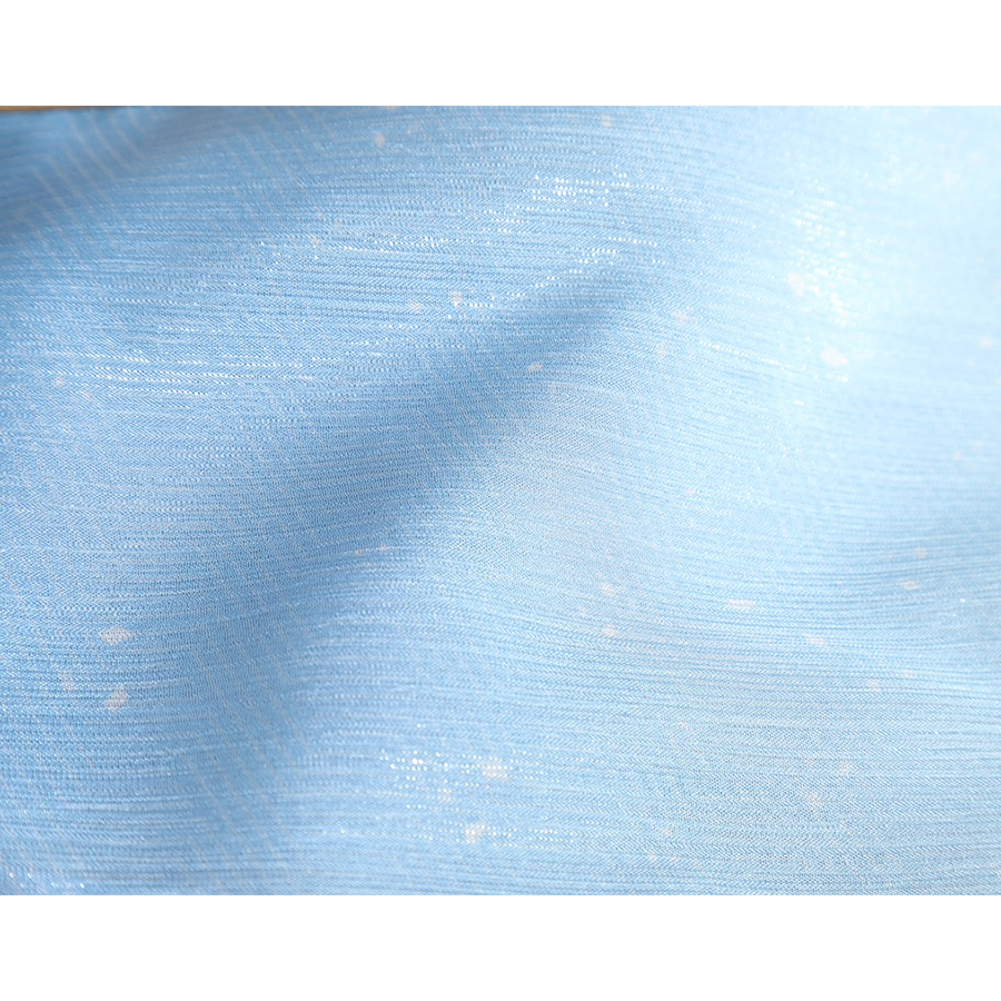 Wuthering Waves Yuno Cosplay Costume, blue shimmering wrinkles fabric.