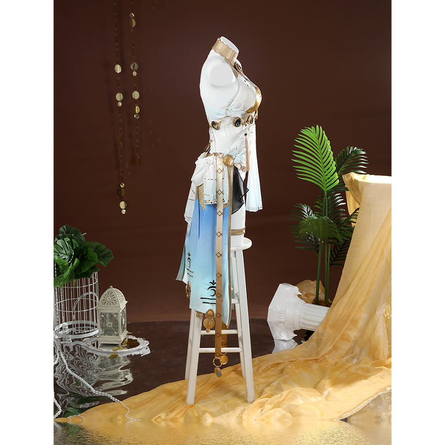 Wuthering Waves Yuno Cosplay Costume, showcasing a variety of layers in the half skirt, side view.