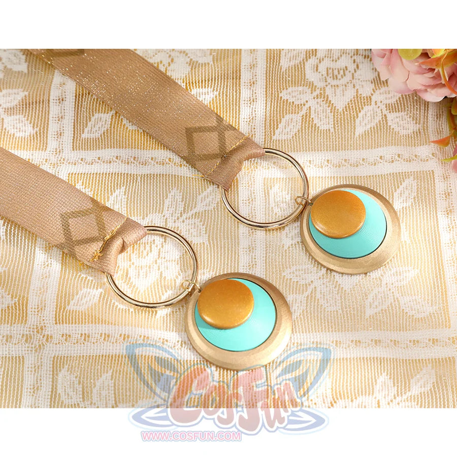 Wuthering Waves Yuno Cosplay Costume, the end of the yellow ribbon is round decoration.