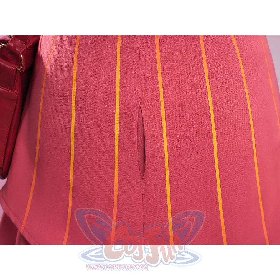 Zenless Zone Zero Ye Shunguang Touch of Dawnlight cosplay skirt section traces yellow-orange vertical stripes.