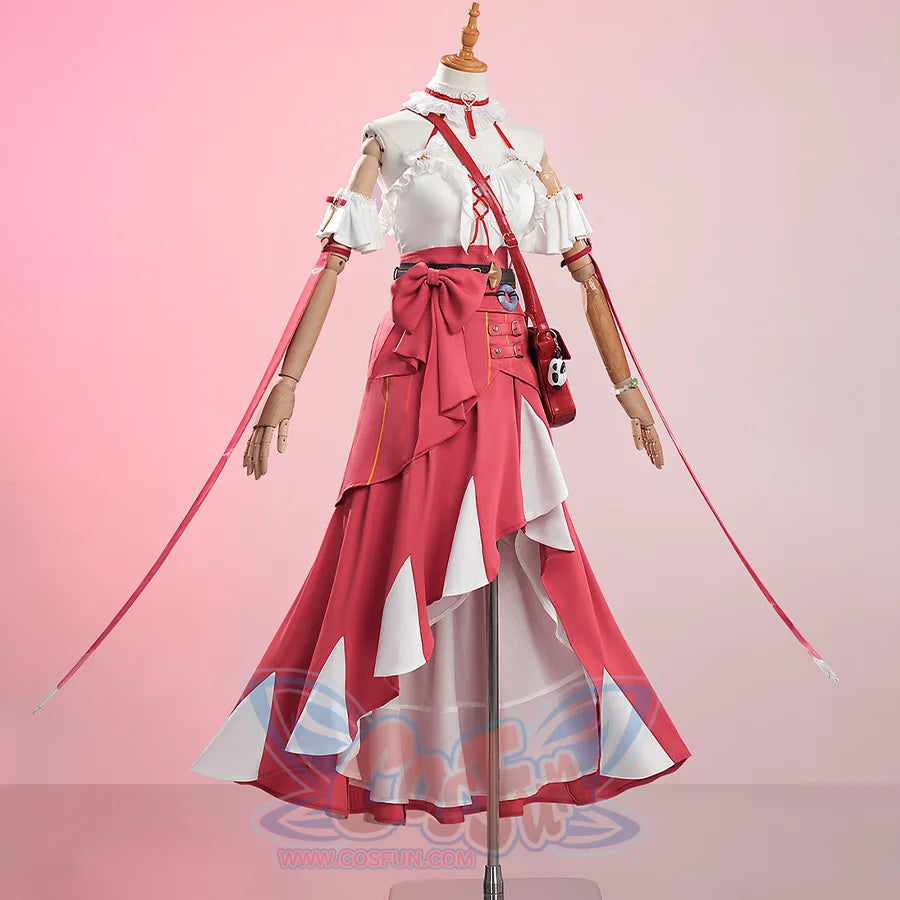 Zenless Zone Zero Ye Shunguang Touch of Dawnlight cosplay dress sets tiered pink skirt.