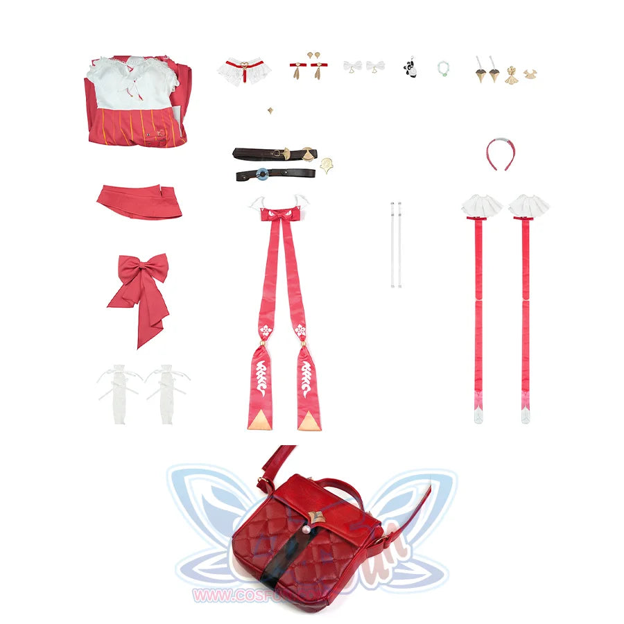 Zenless Zone Zero Ye Shunguang Touch of Dawnlight cosplay complete set frames dress, skirt, stockings, bag, belts, and hair.