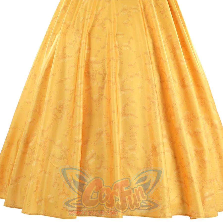 Judy yellow floral dress pleated skirt hem detail showing fabric texture and flow