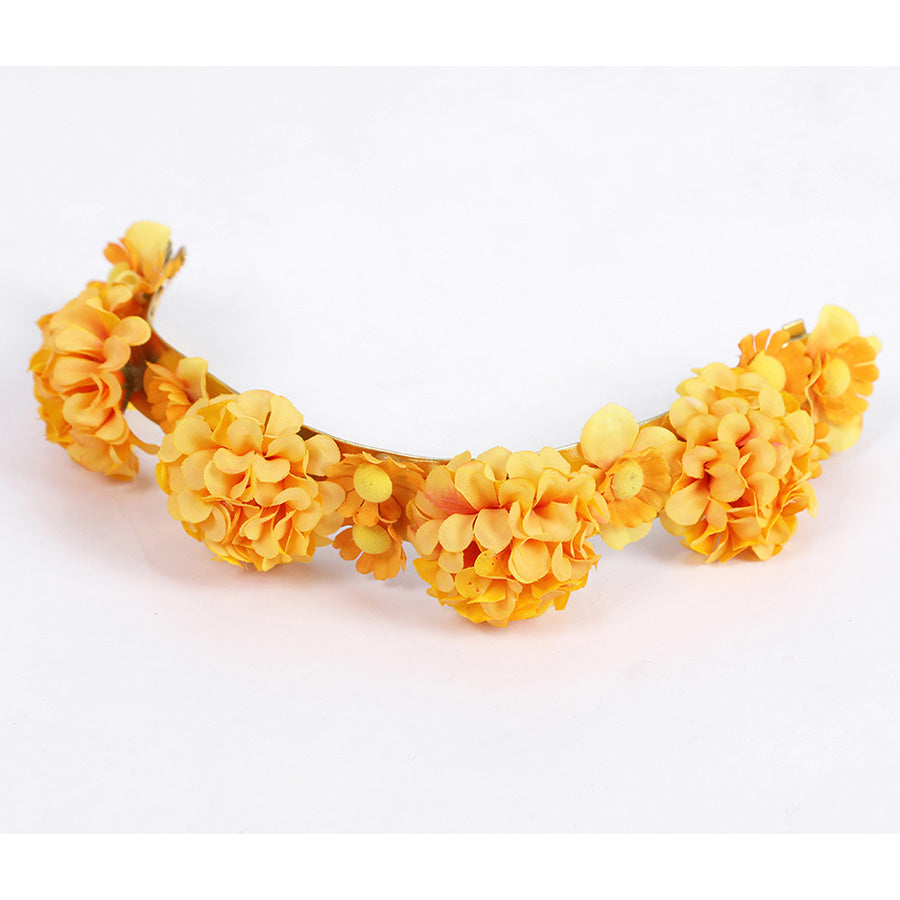 Judy yellow floral dress flower necklace accessory with decorative blooms