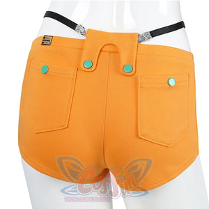 There are two pockets on the back of the pants and four mint buttons, There is a black drawstring at the waist to adjust the tightness, and there are silver decorations on both ends of the drawstring.