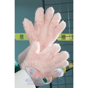 Zhao cosplay costume pink fluffy paw gloves with fingers showing hand gesture on mannequin