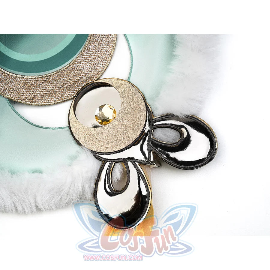 Zibai cosplay costume back ornament with gold circular discs, yellow gem, and black accents