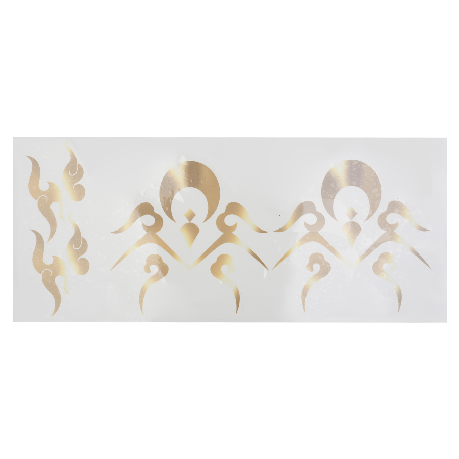Zibai cosplay costume temporary tattoo stickers set featuring gold flame and swirl designs