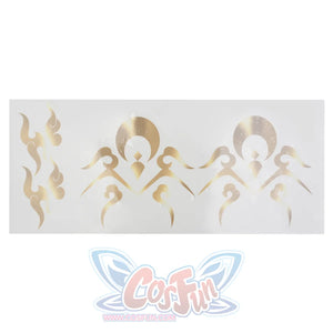 Zibai cosplay costume temporary tattoo stickers set featuring gold flame and swirl designs