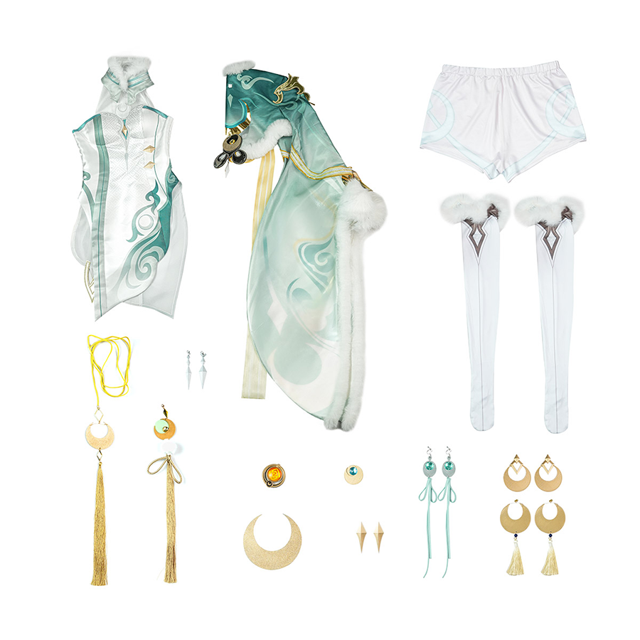 Zibai cosplay costume complete set with all pieces including cape, bodysuit, stockings, and accessories