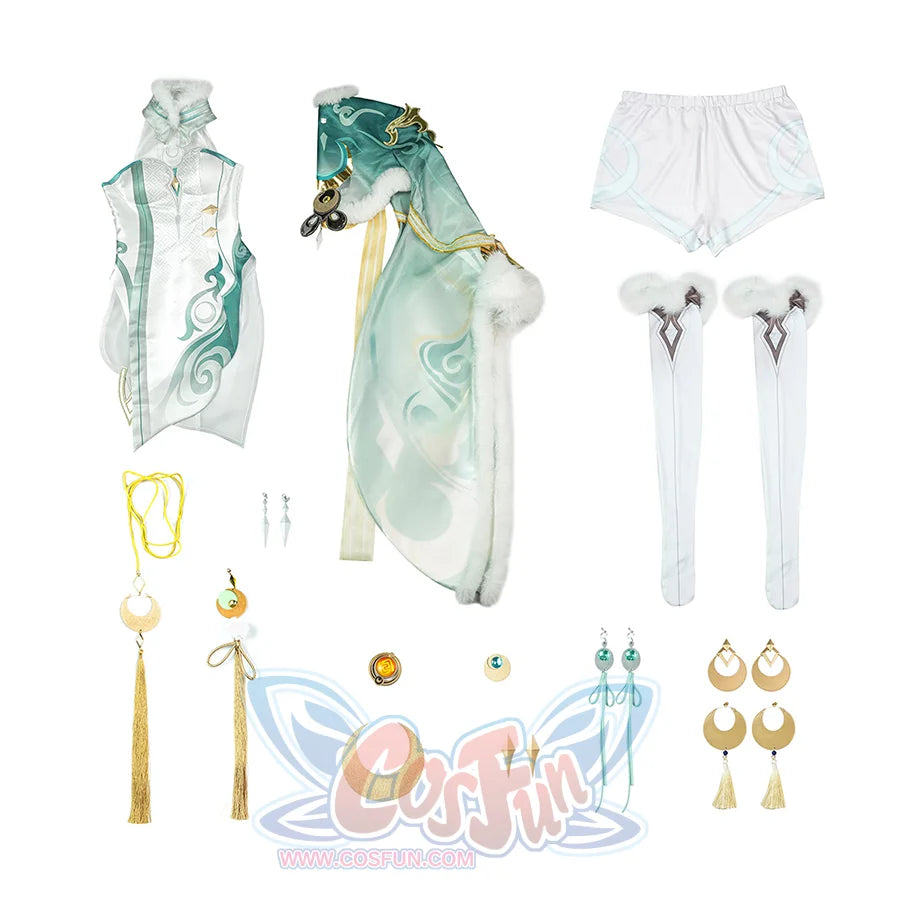 Zibai cosplay costume complete set with all pieces including cape, bodysuit, stockings, and accessories