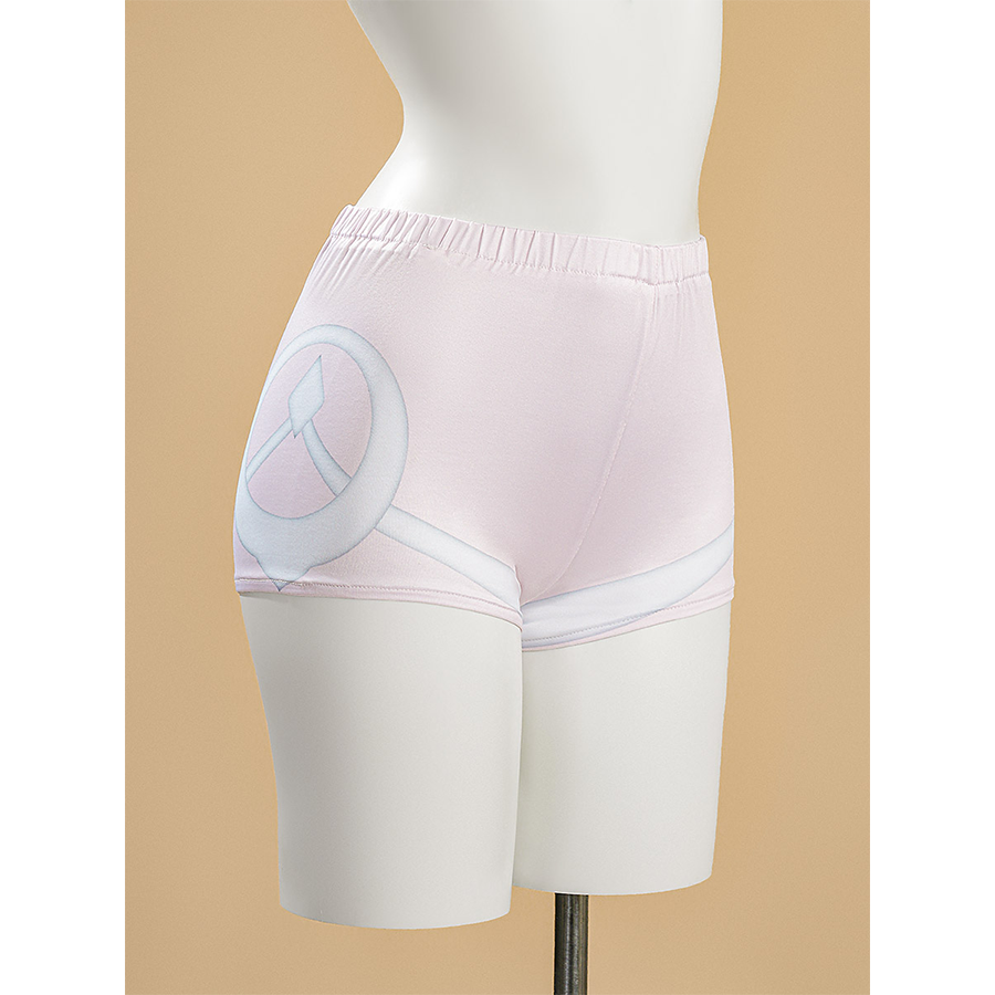 Zibai cosplay costume white legging shorts with turquoise circular design detail on hip