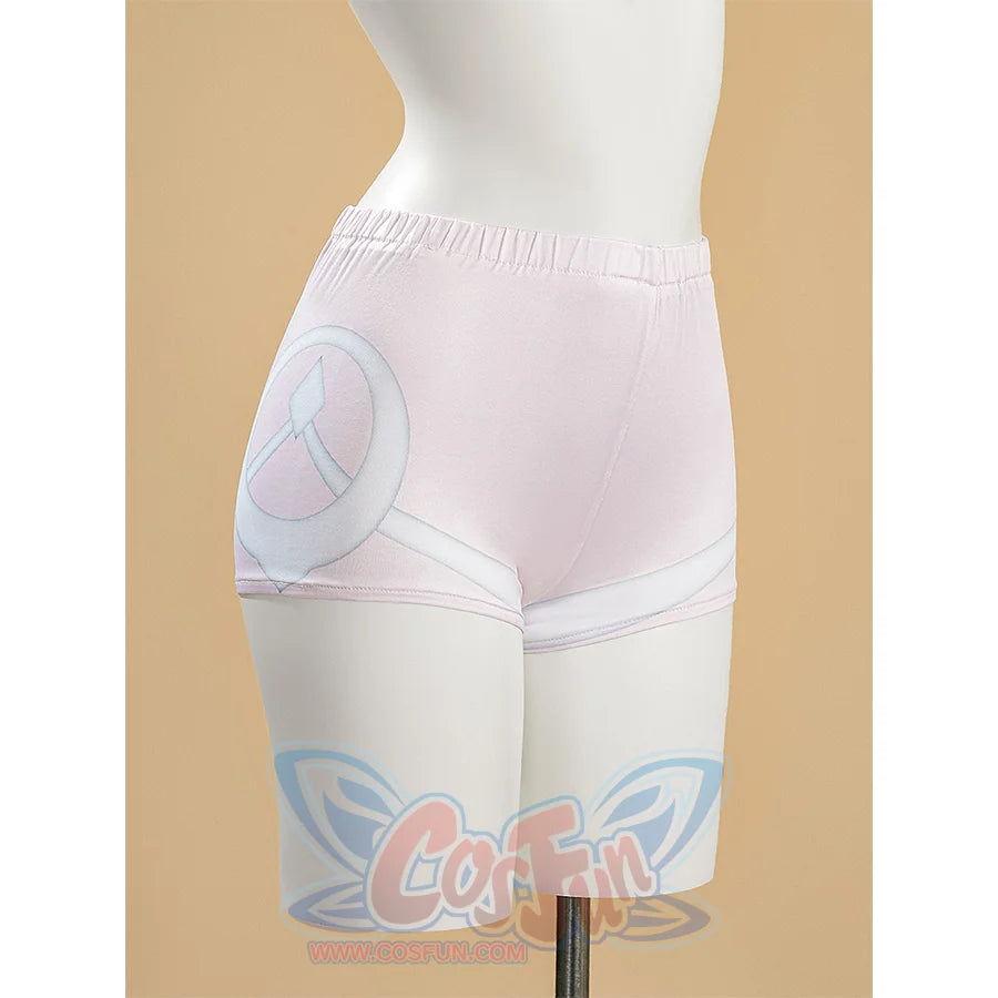 Zibai cosplay costume white legging shorts with turquoise circular design detail on hip