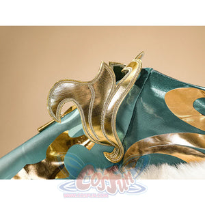 Zibai cosplay costume shoulder decoration featuring metallic gold ornament with turquoise accents