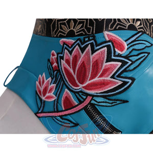 Zoey Cosplay Costume, the floral embroidery is red and pink.