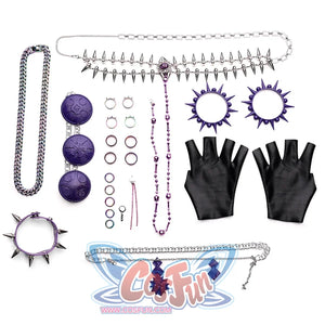 Zoey Cosplay Costume KILLER Black Suit accessories, includes hand gloves, waist chain, shoulder chain, bracelets, earrings.