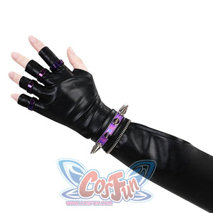 Zoey Cosplay Costume KILLER Black Suit's design of left gloves is black equipped with metal chains and metal spikes on the upper part of the gloves, adding some cool and hard elements.
