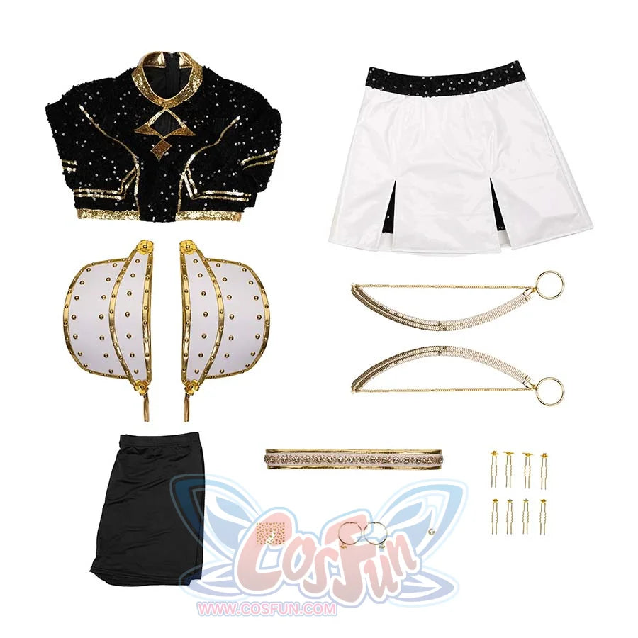 Zoey Cosplay Costume Golden Black White Outfit N09566 Costumes