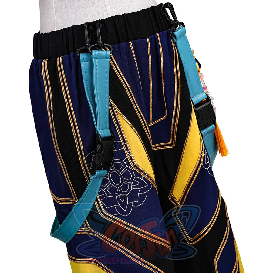 Zoey Cosplay Costume, the pants were decorated with a lot of gold thread.