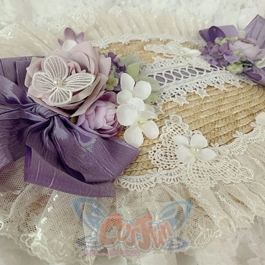 Elegant and Classic Lolita Flowers Straw Hat - cosfun