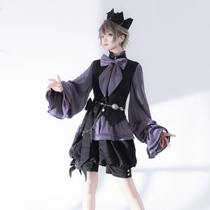 Hunting Rabbit Retro Cute Cool Jacket Lolita Vest Shorts Ouji Set