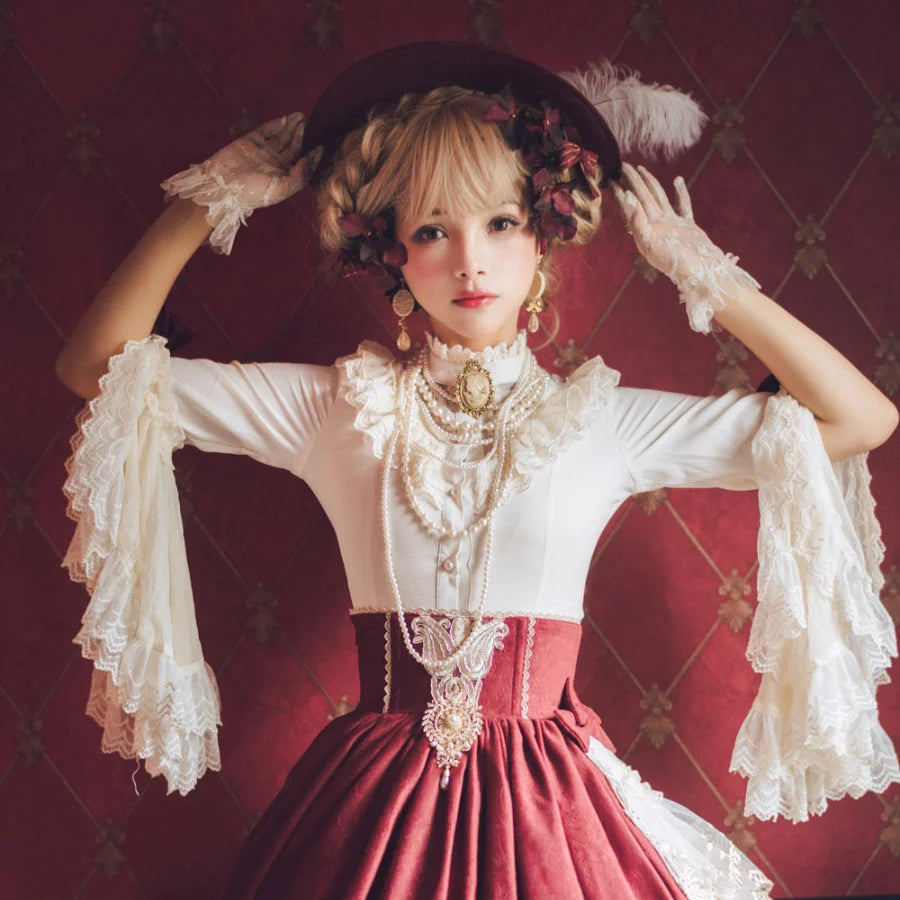 Elizabeth Elegant and Vintage Lolita Long Sleeve Shirt - cosfun