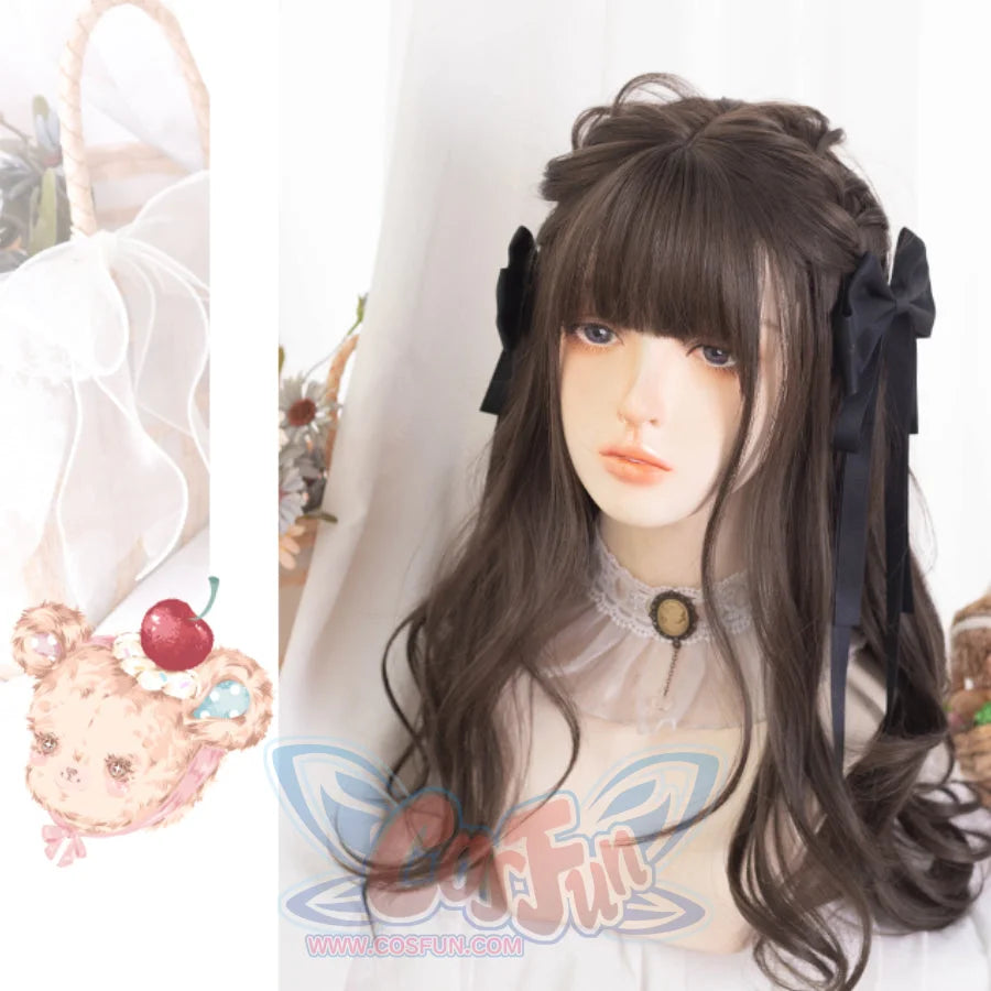 New Style Medium-length Wavy Curly Wig with Bangs