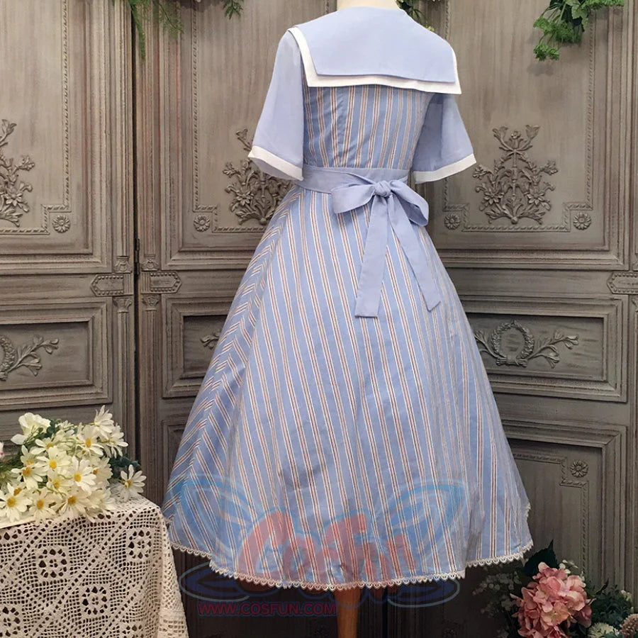 Summer Color Blocking Stripe Short-sleeved Dress - cosfun